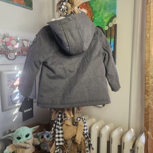 DKNY Baby Boy NWT Sz 24 Months Charcoal Button Up Coat - Picture 3 of 6